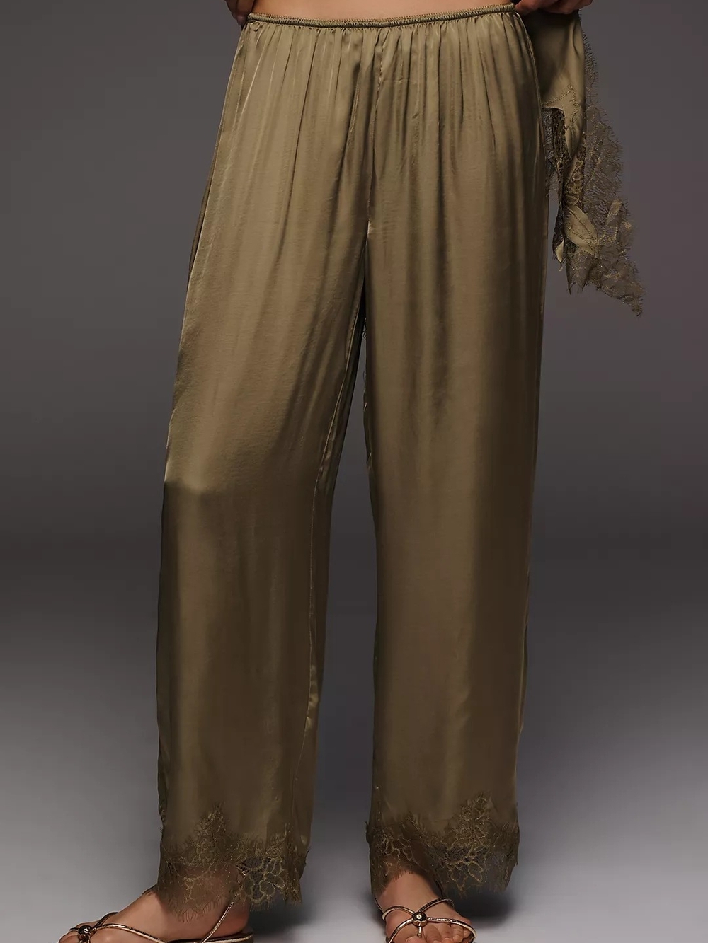 LyreBird Heirloom Olive Lace Wide-Leg Pants